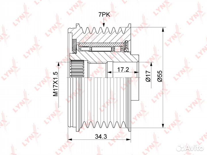 Муфта свободного хода генератора nissan Navara(D40) 3.0D 10 / NP300(D23) 2.3D 15 / Pathfinder(R51