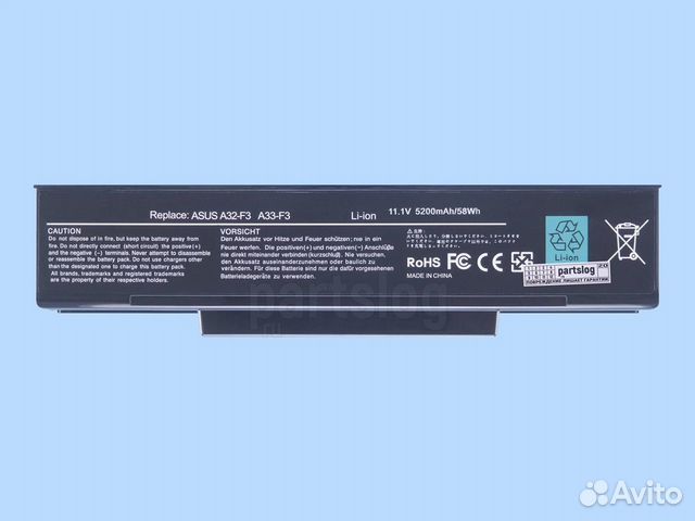 Аккумулятор для Asus A32-F3 11.1V 5200mAh 58Wh