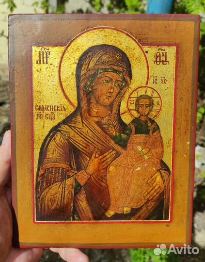 Старинная икона Смоленская, Одигитрия, 19 век