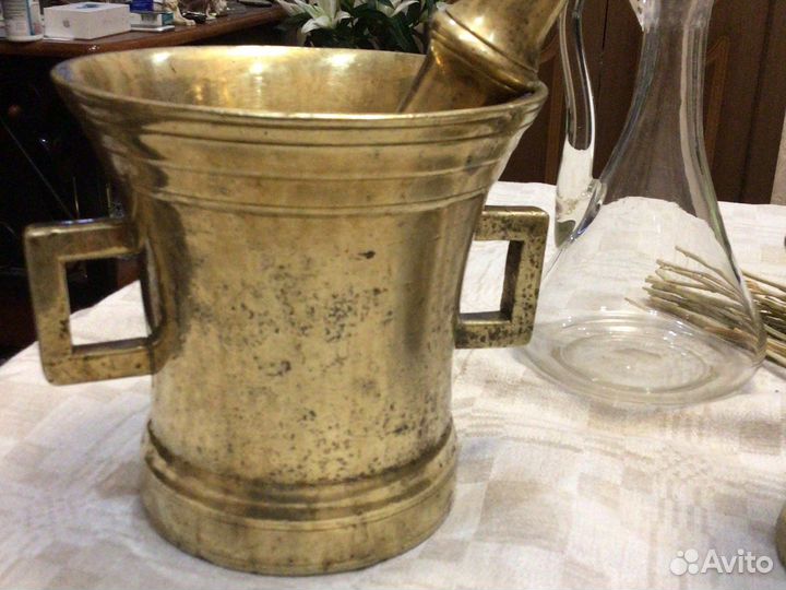 Ступка гигант с пестиком бронза 19 век