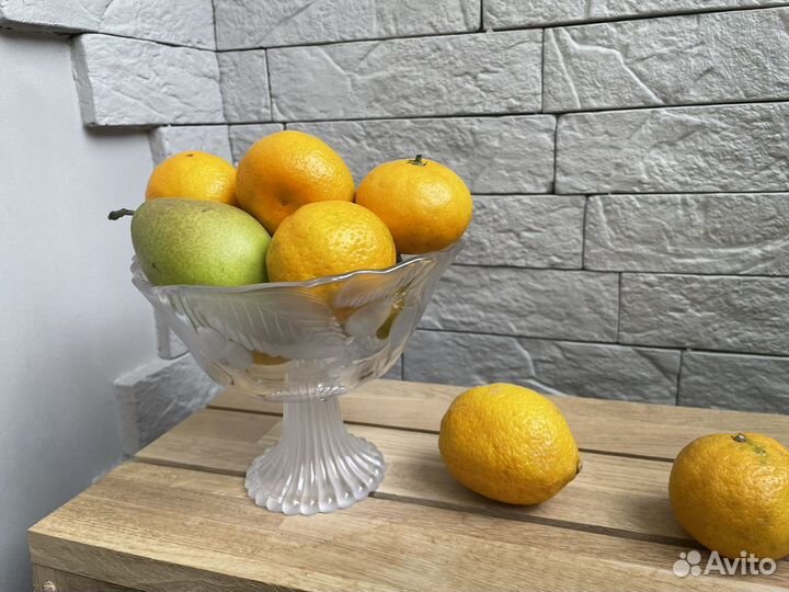 Ваза для фруктов на ножке стекло СССР