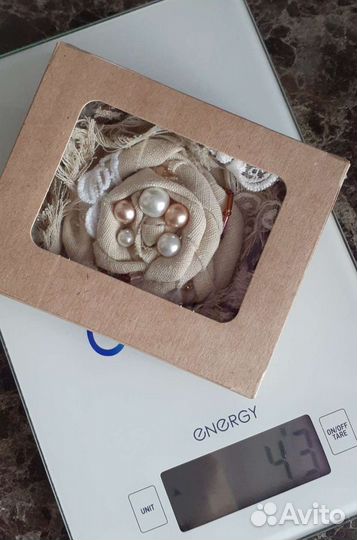 Брошь цветок из ткани в стиле бохо