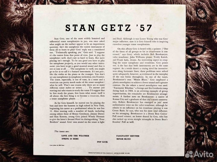 Stan Getz – Stan Getz '57 Verve Records – 23MJ 31
