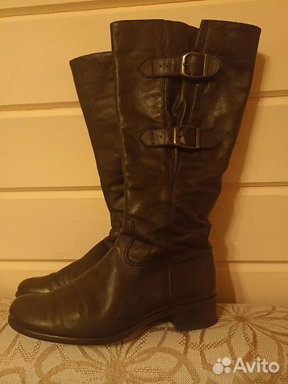 Кожаные демисезонные сапоги