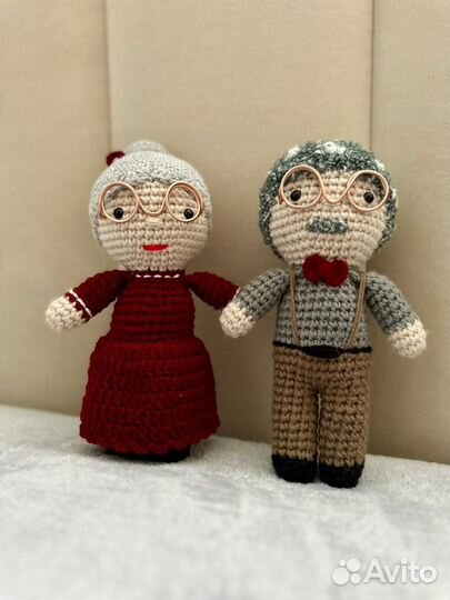 Игрушка ручной работы крючком парочка Бабушка и Де