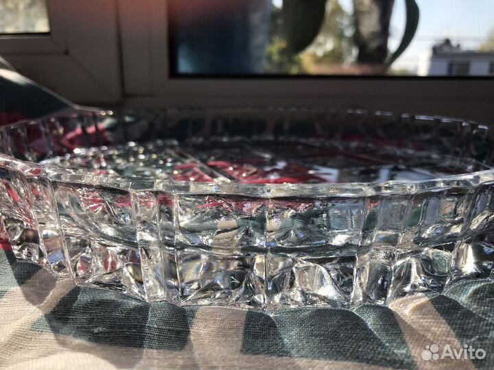 Хрустальный поднос блюдо СССР толстый