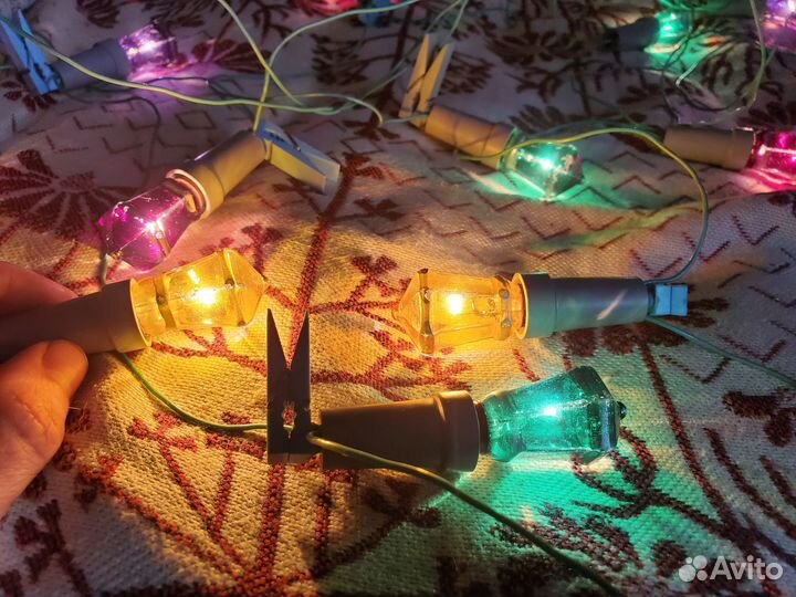 Елочная гирлянда фонарики, 2 шт - СССР