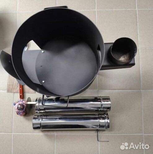 Печь с трубой 100мм под казан 22л с платформой