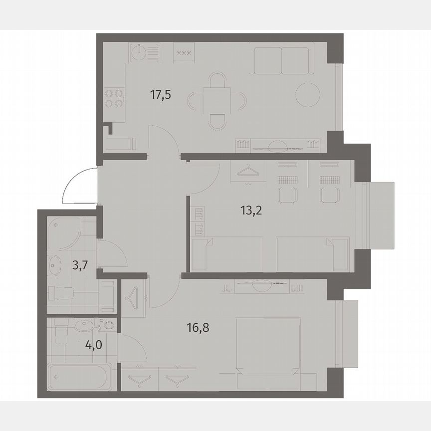 2-к. квартира, 62 м², 7/8 эт.
