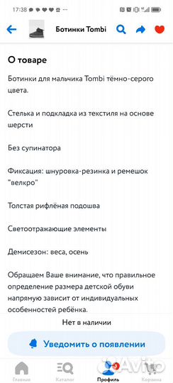 Ботинки демисезонные на мальчика томби 26