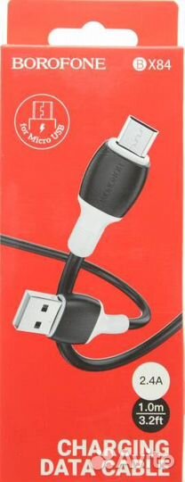 Кабель micro USB borofone BX84, 1 м, 2A, Белый