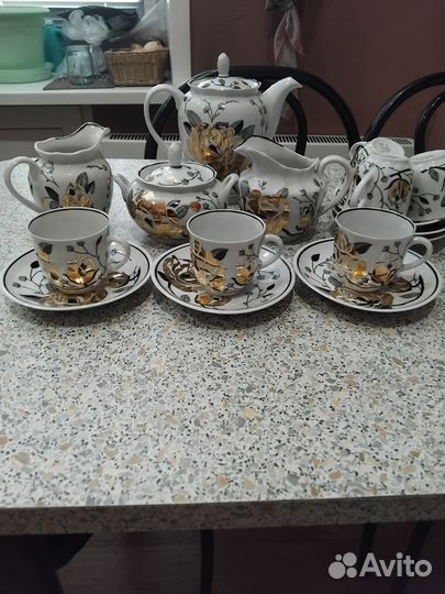 Кофейный сервиз Золотая роза СССР