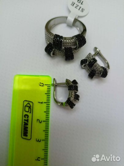 Комплект родий с цирконами