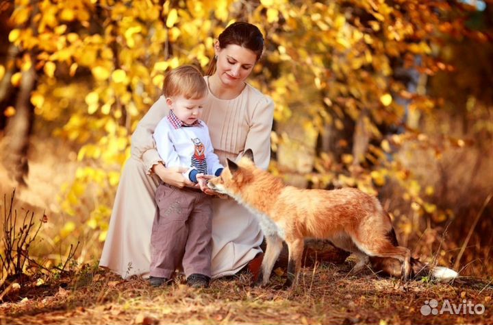 Фотосессия осенняя семейный фотодень с лисой