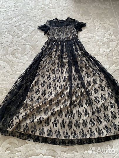 Черное кружевное платье в пол valentino 42-44