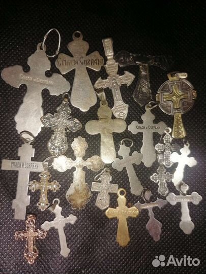 Коллекция крестиков старинных серебро