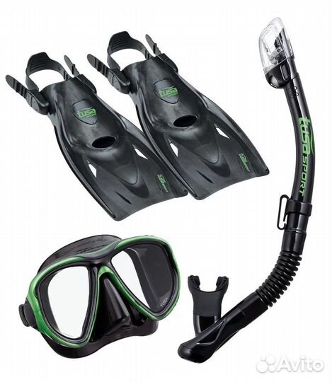 Комплект для снорклинга маска трубка и ласты Upr-2
