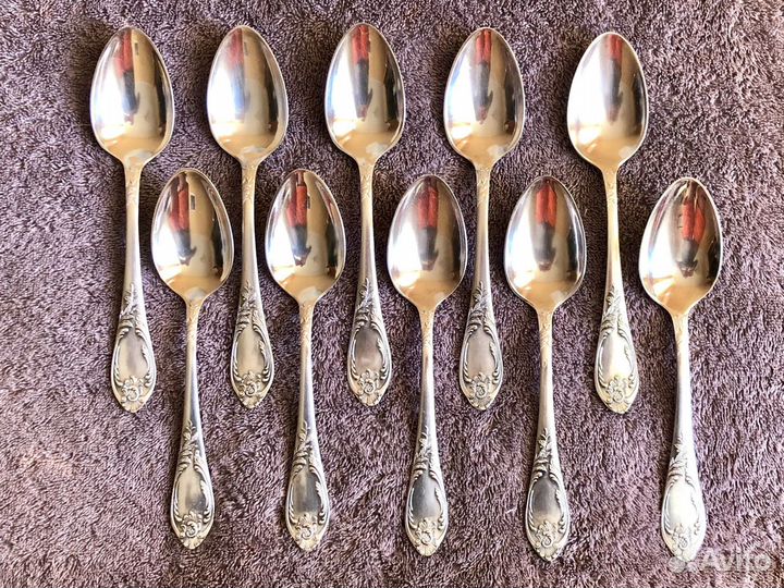 Ложки столовые СССР мельхиор Зiш (10 шт)