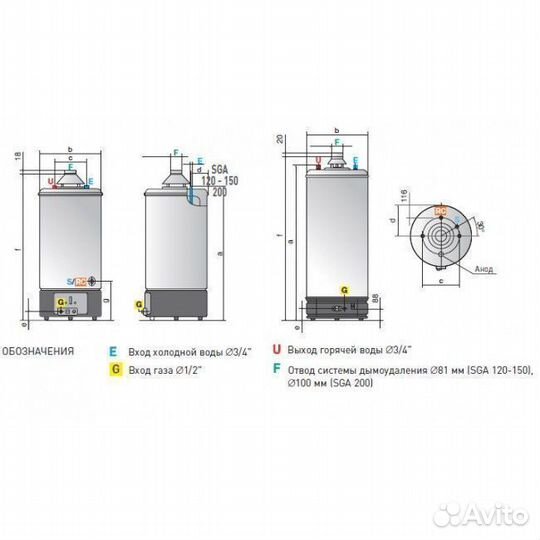 Бойлер накопительный газовый SGA 150 R Ariston