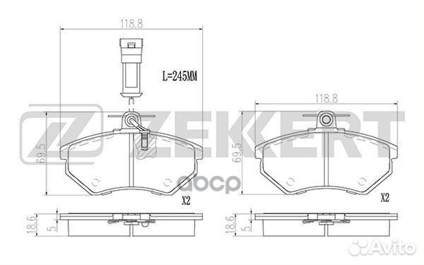 Колодки торм. диск. передн. с датчиком Audi 80