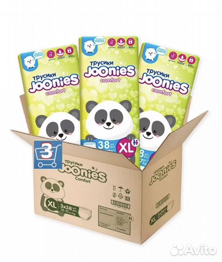 Подгузники joonies comfort XL трусики