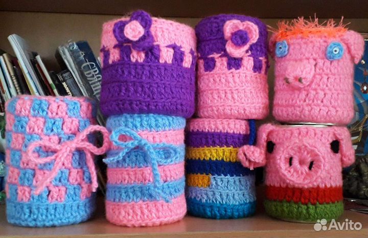 Вязаные баночки органайзеры для мелочей