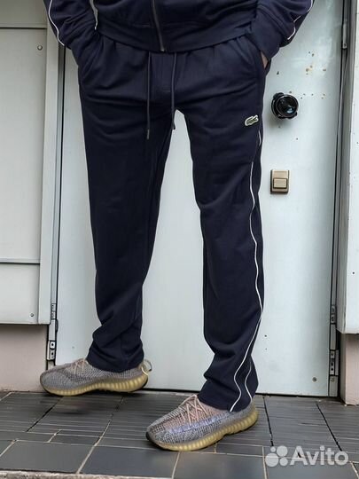 Спортивный костюм Lacoste синий с прямыми штанами