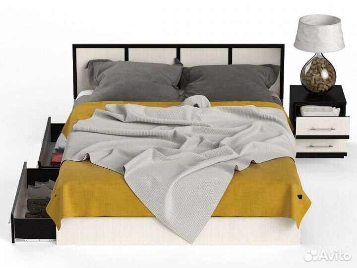 Кровать с ящиками и тумбой Сакура 1600 цвет венге/дуб лоредо