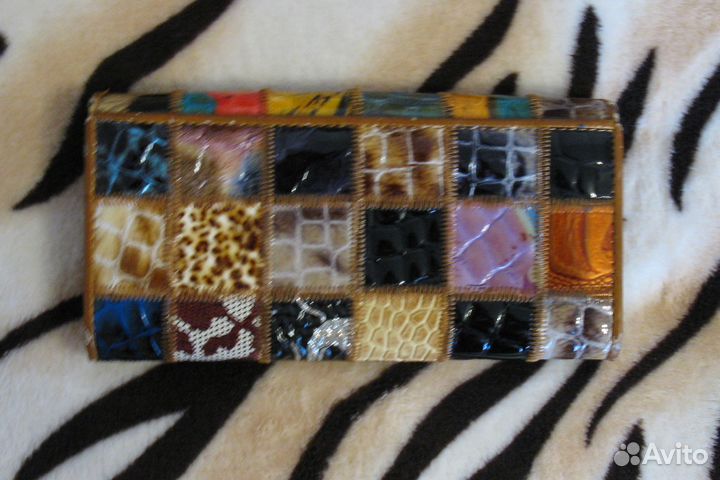 Кошелёк женский пэчворк натуральная кожа (б/у)