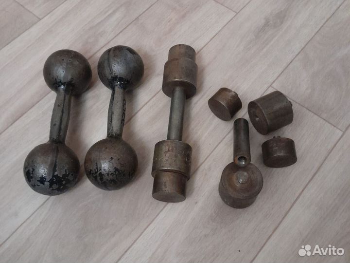 Гантели СССР, разборные 5кг(2шт) и литые 6кг(2шт)