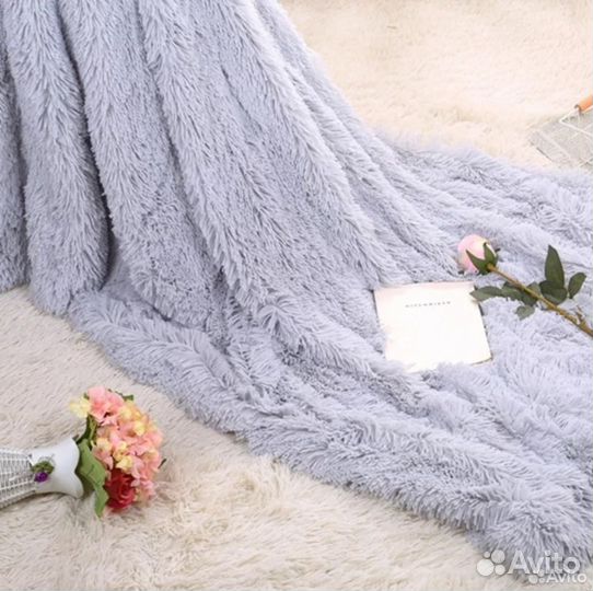 Плед пушистый травка