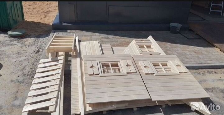 Детский игровой домик уличный деревянный