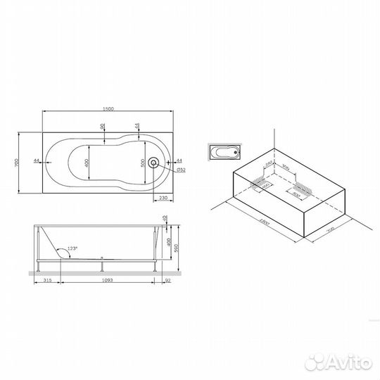 Акриловая ванна AM.PM X-Joy 150х70 W88A-150-070W-A