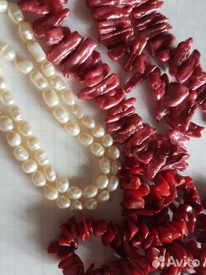 Бусины для рукоделия жемчуг, крошка коралла