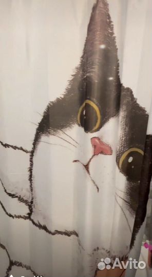 Штора для ванны кот на руках новая