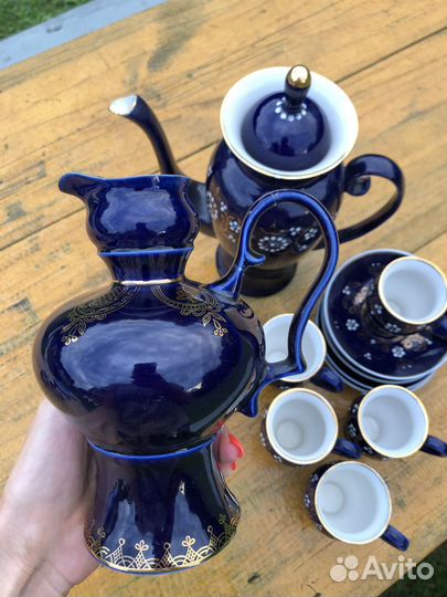 Сервиз чайный кофейный СССР синий кобальт