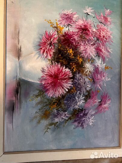 Картина холст масло астры