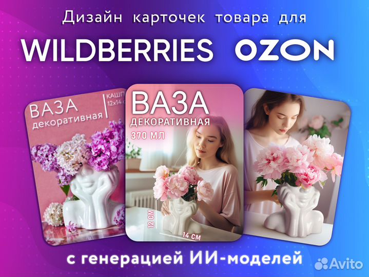 Карточки для маркетплейсов с ии-моделью человека