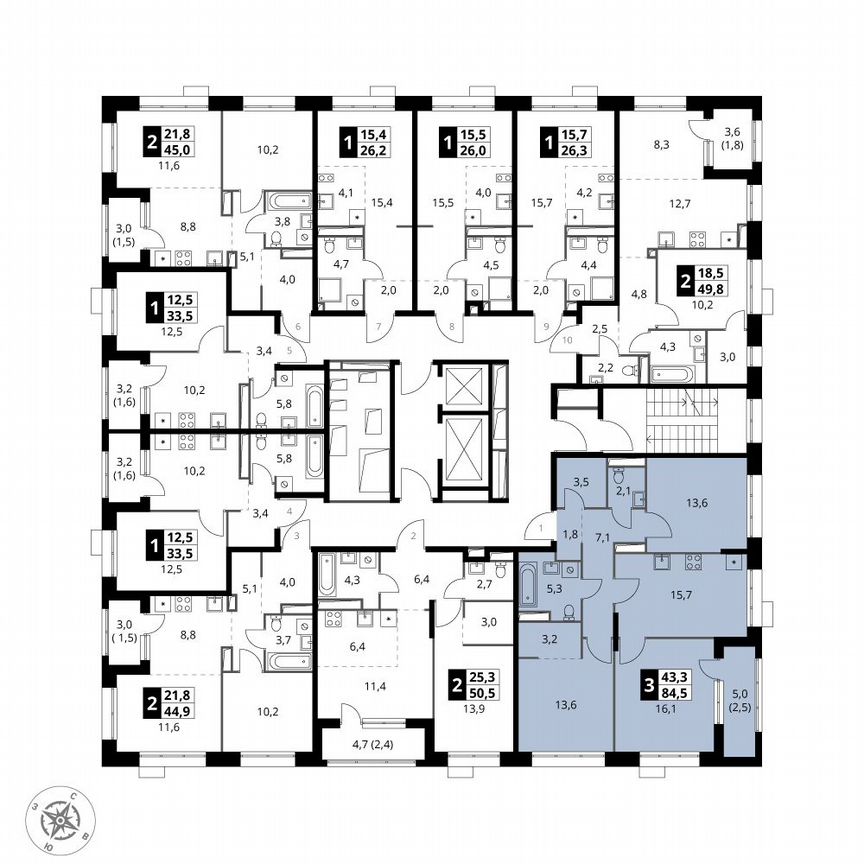 3-к. квартира, 84,5 м², 11/21 эт.