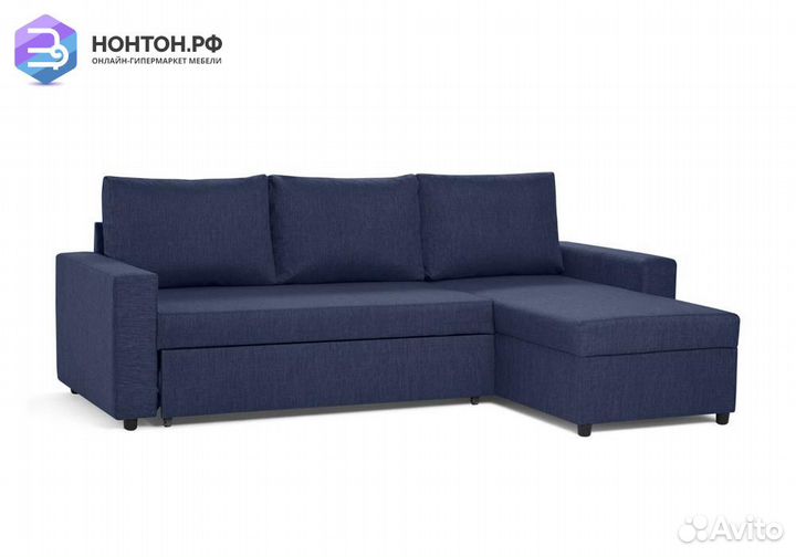 Диван угловой дельфин Торонто синий