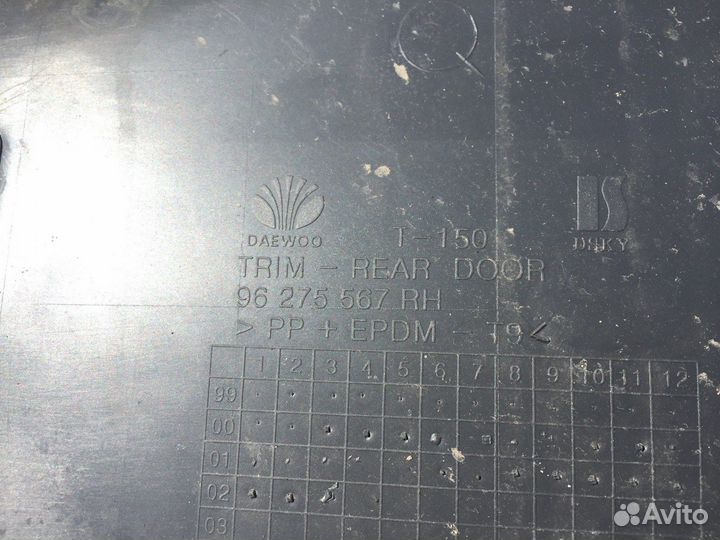 Обшивка двери задняя правая Chevrolet Lanos T150