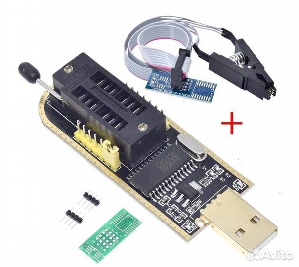 Программатор USB CH341A с прищепкой soic-8(SOP-8)
