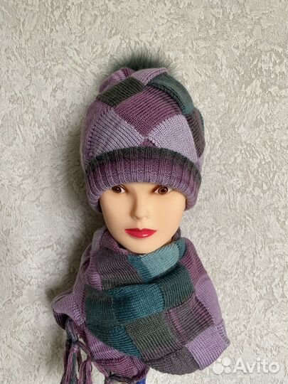 Шапка женская вязаная ручная работа