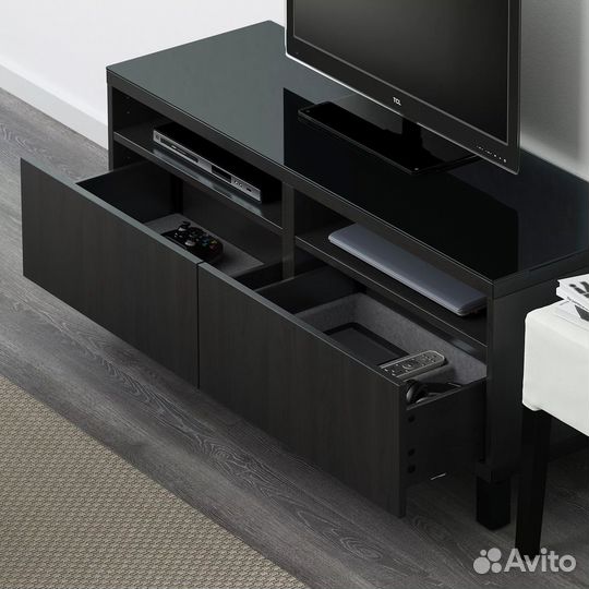 Тумба под тв из европейской икеа черное стекло