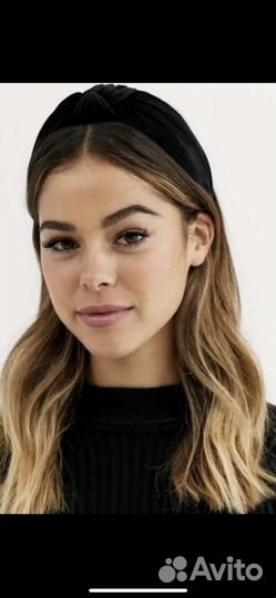 Бархатный ободок с узелком черный синий зеленый