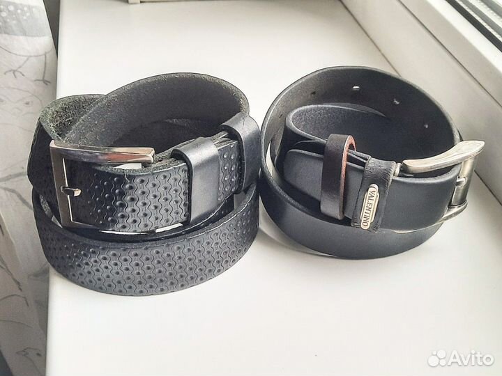 Мужской кожаный ремень черный