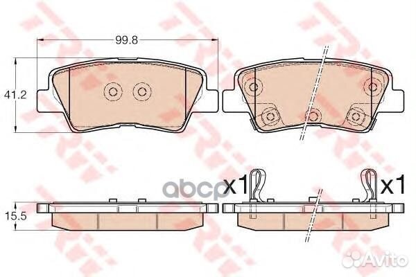 Колодки зад.hyundai elantra 11 GDB3569 TRW