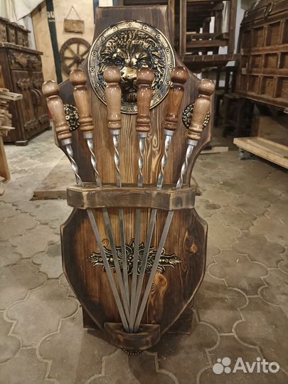 Подставка для шампуров из дерева для бани, беседки