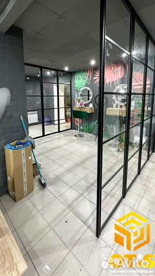 Перегородки стеклянные раздвижные