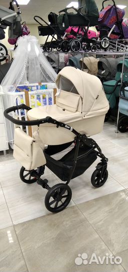 Коляска 2 в1 Nino короб+прогулка Кожа Beige